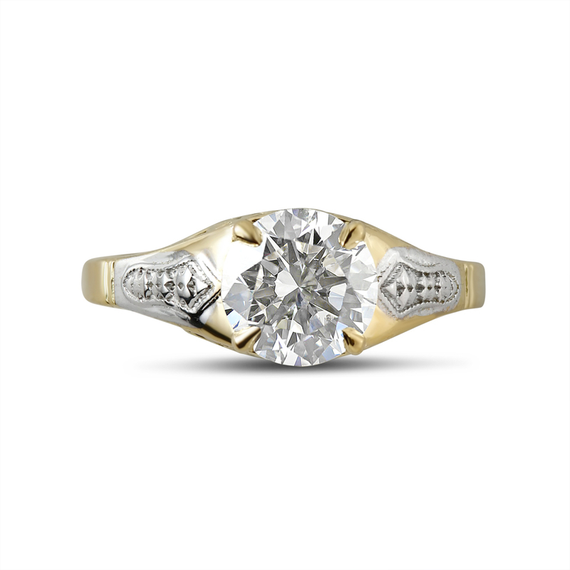 Bespoke Vintage Round Shape Diamond Engagement Ring