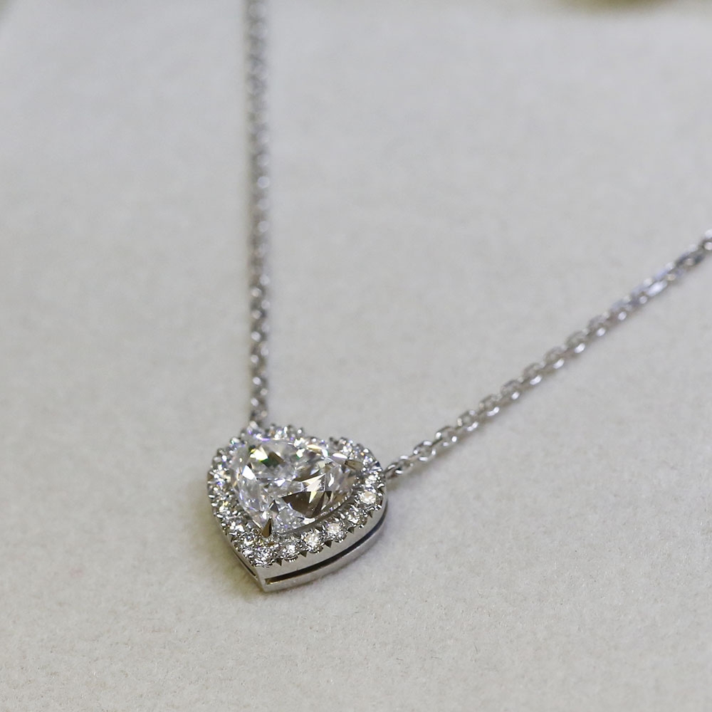 Heart Shape Halo Diamond Pendant 