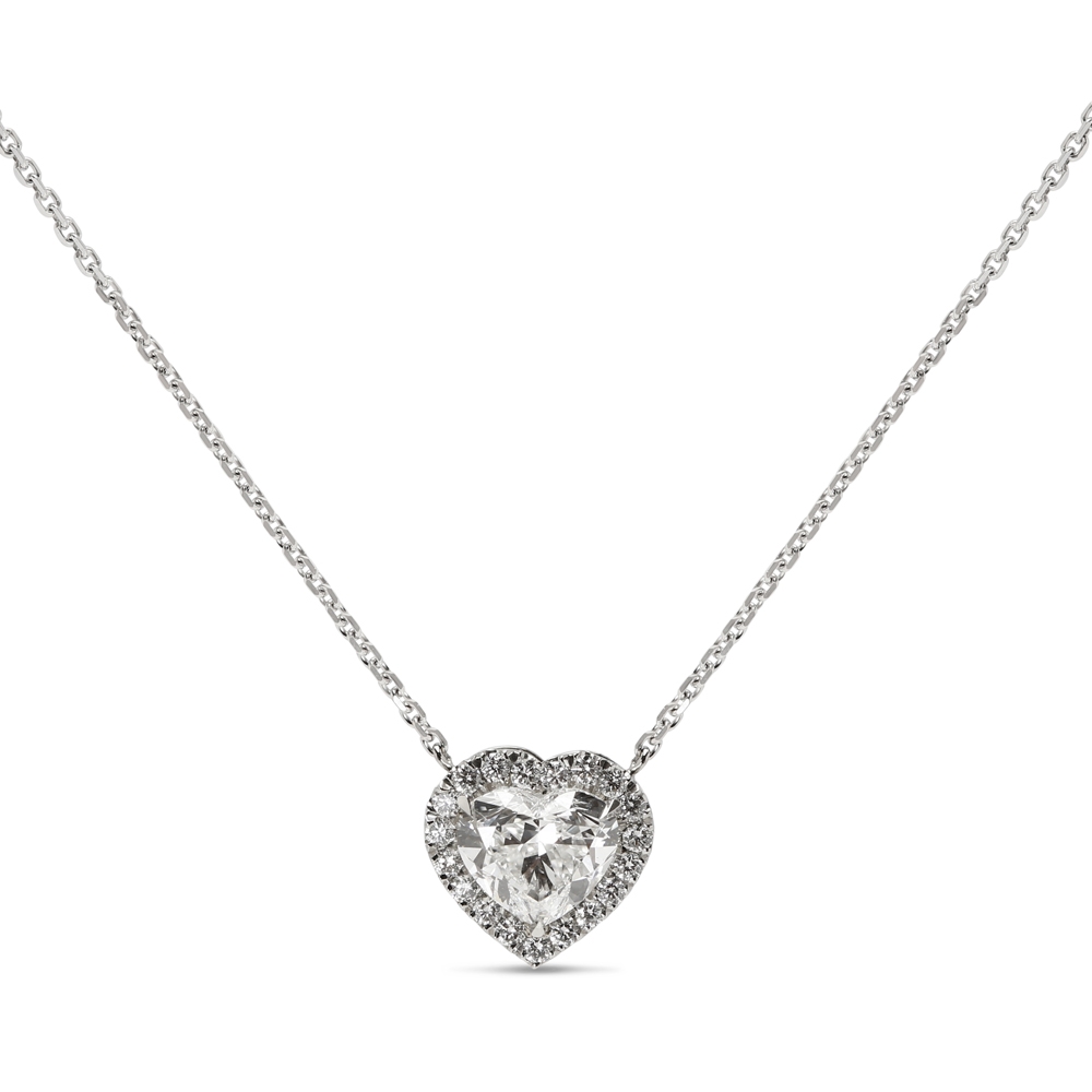 White Gold Heart Shape Diamond Pendant