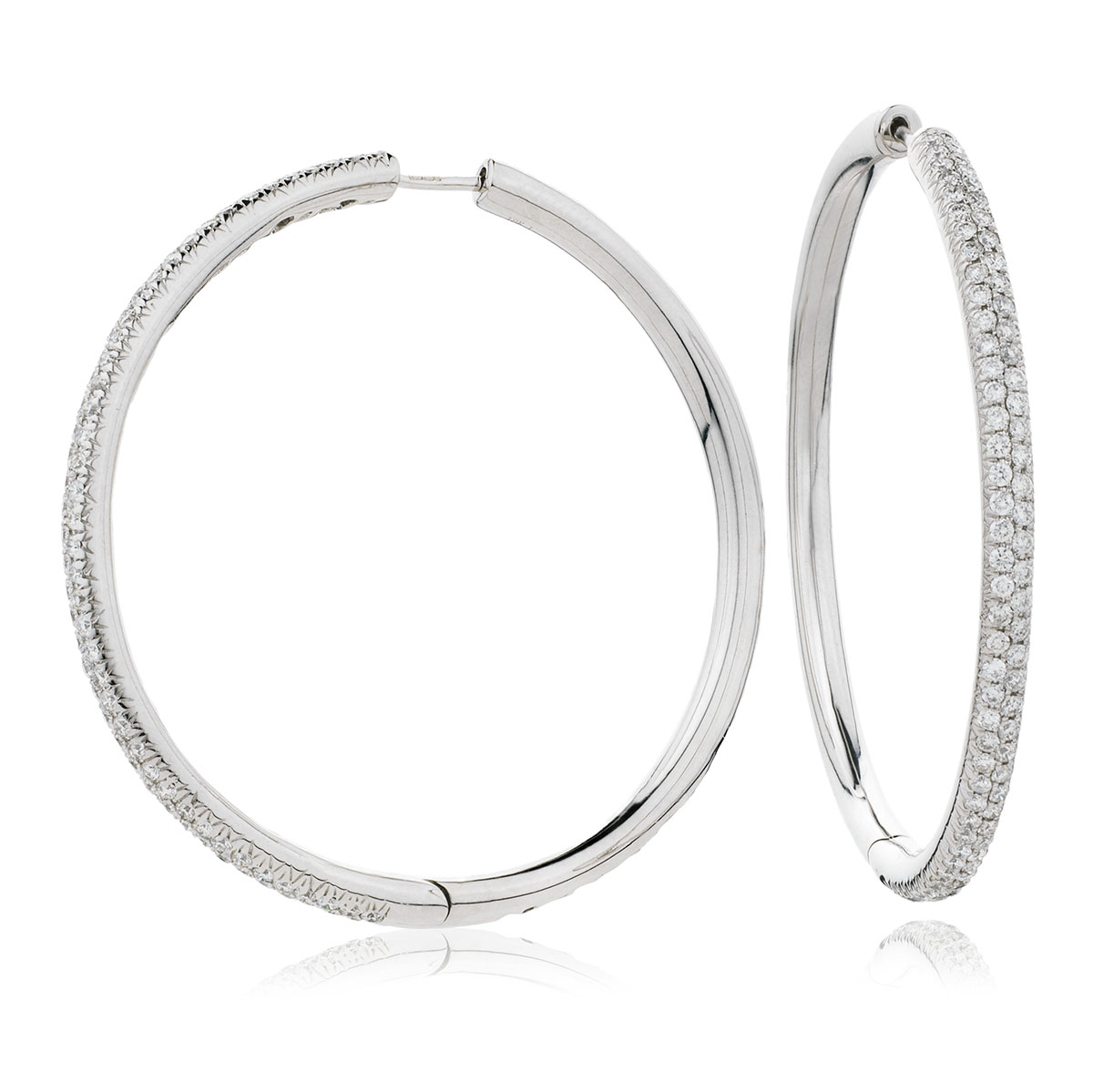 Pave Set Diamond Hoops Earrings