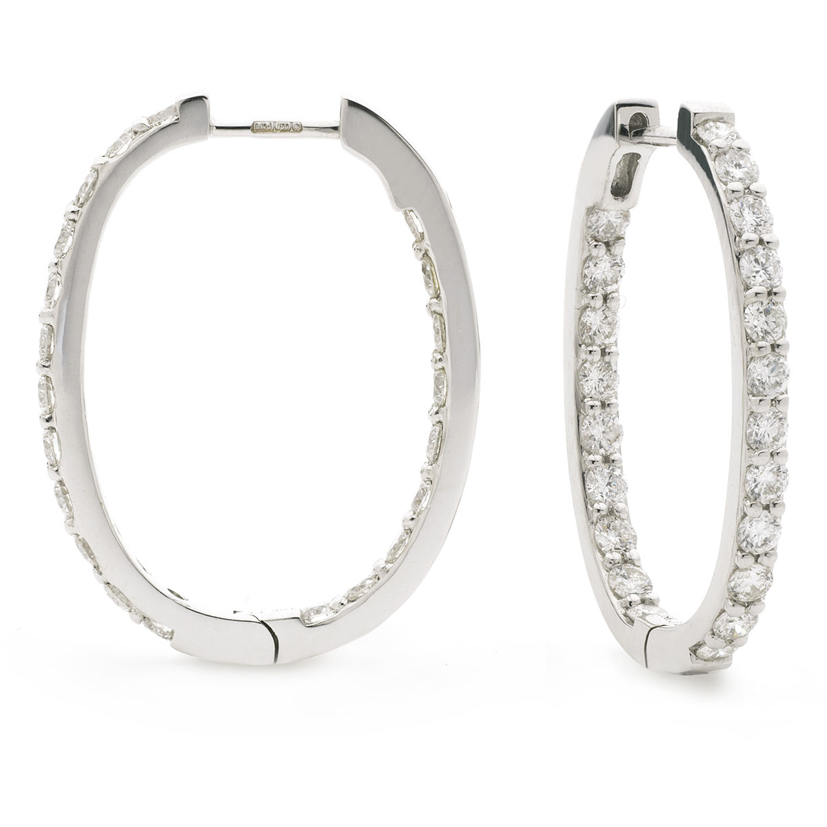 Claw Set In And Out Diamond Hoops Earrings