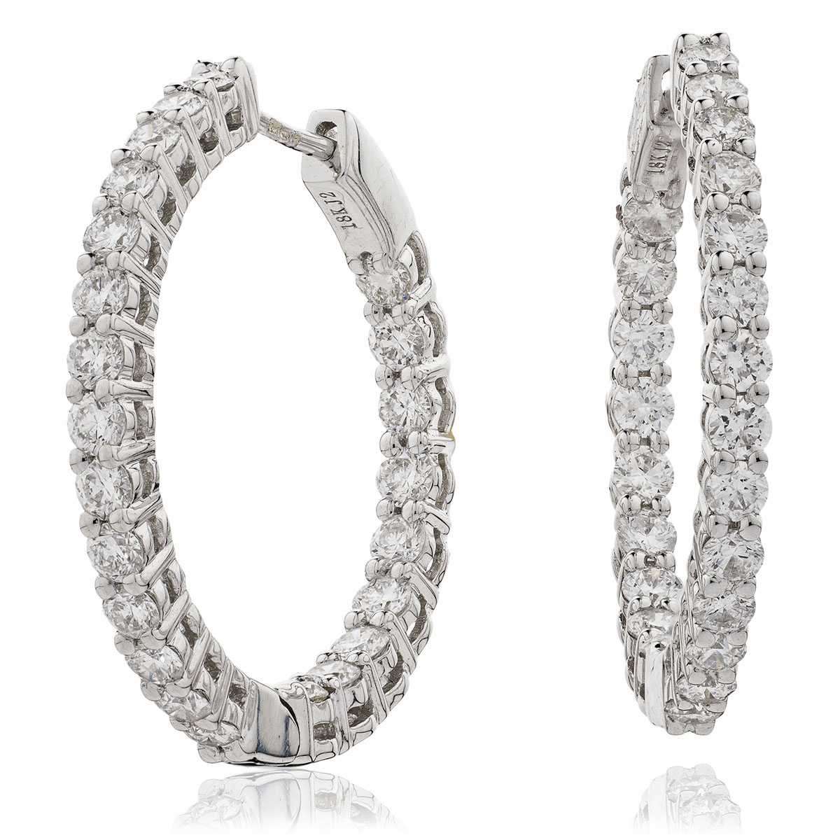 Claw Set Diamond Hoops Earrings