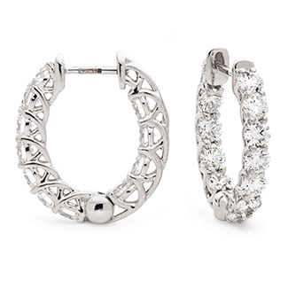 Claw Set Round Shape Hoops Diamond Earrings