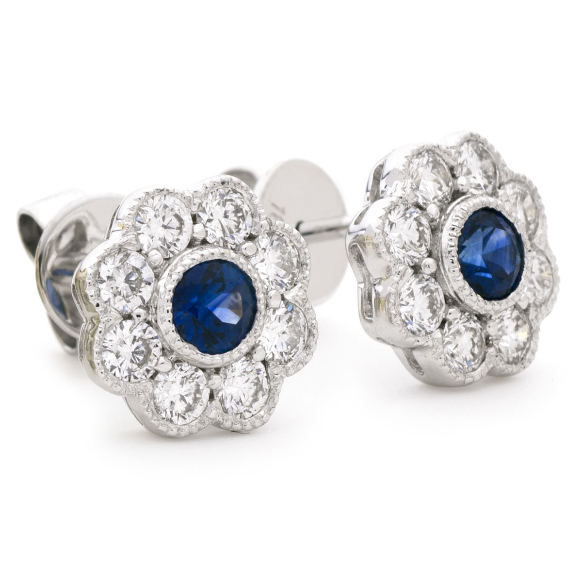 Flower Shape Grain Set Diamond Earring Studs