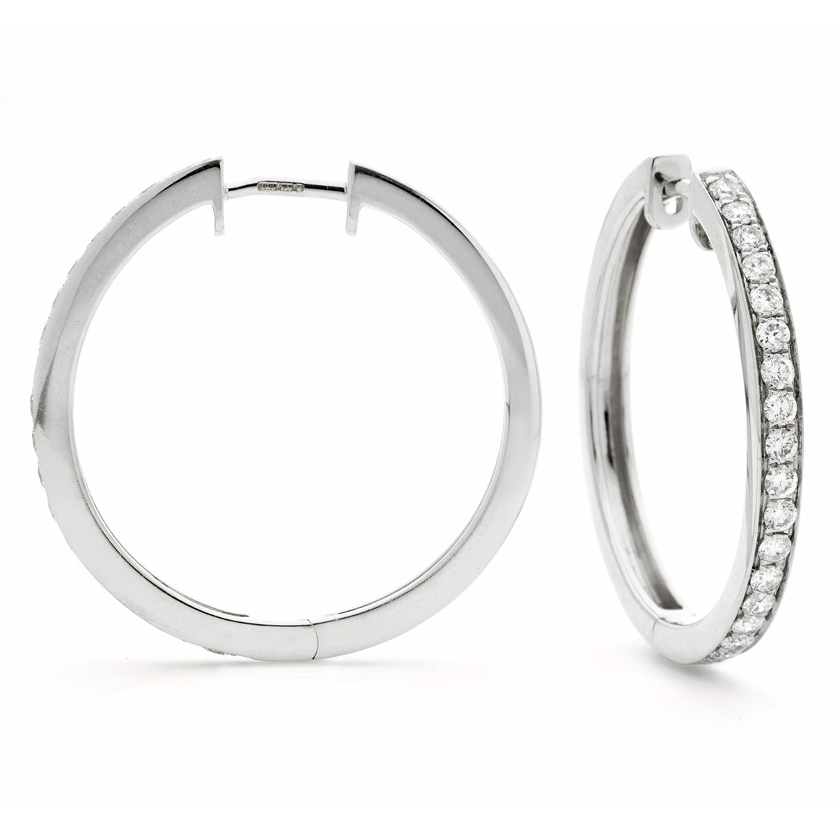 Grain Set Diamond Hoops Earrings