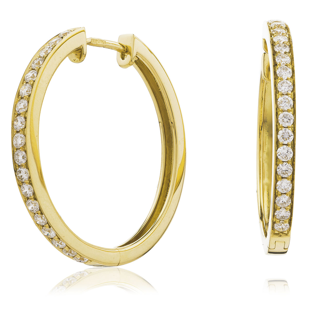 Grain Set Diamond Hoops Earrings