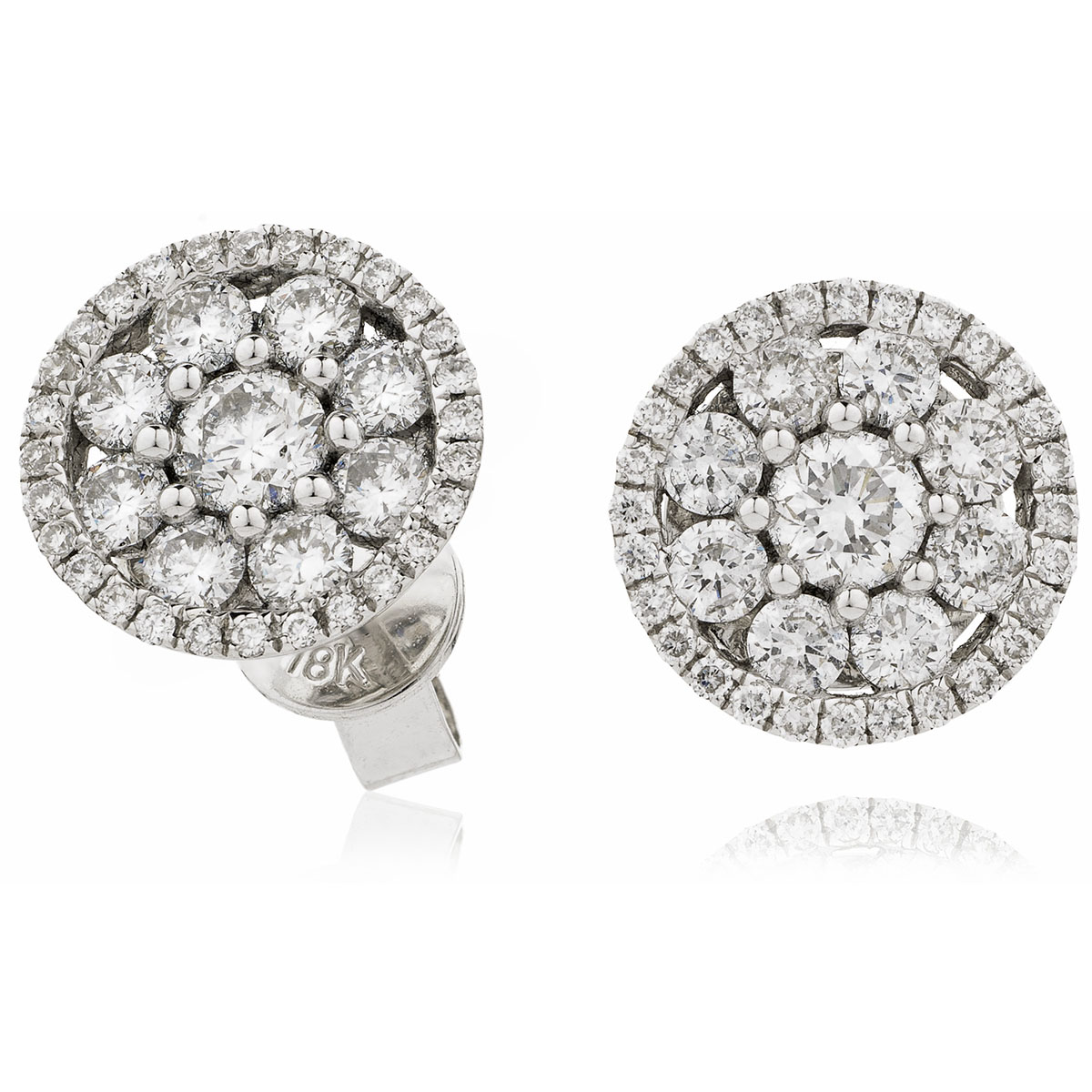 Round Shape Halo Pave Set Diamond Earring Studs