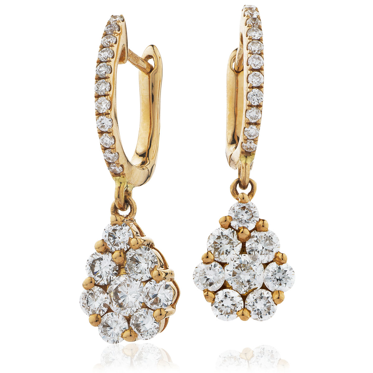 Small Pave Drop Hoops Diamond Earring