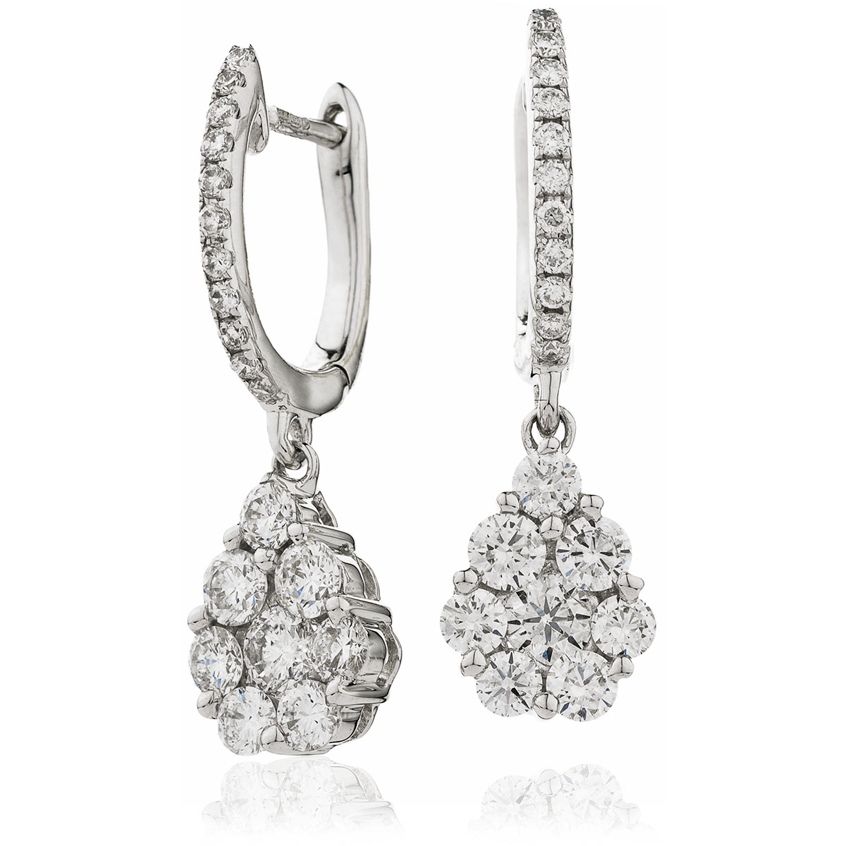 Small Pave Drop Hoops Diamond Earring