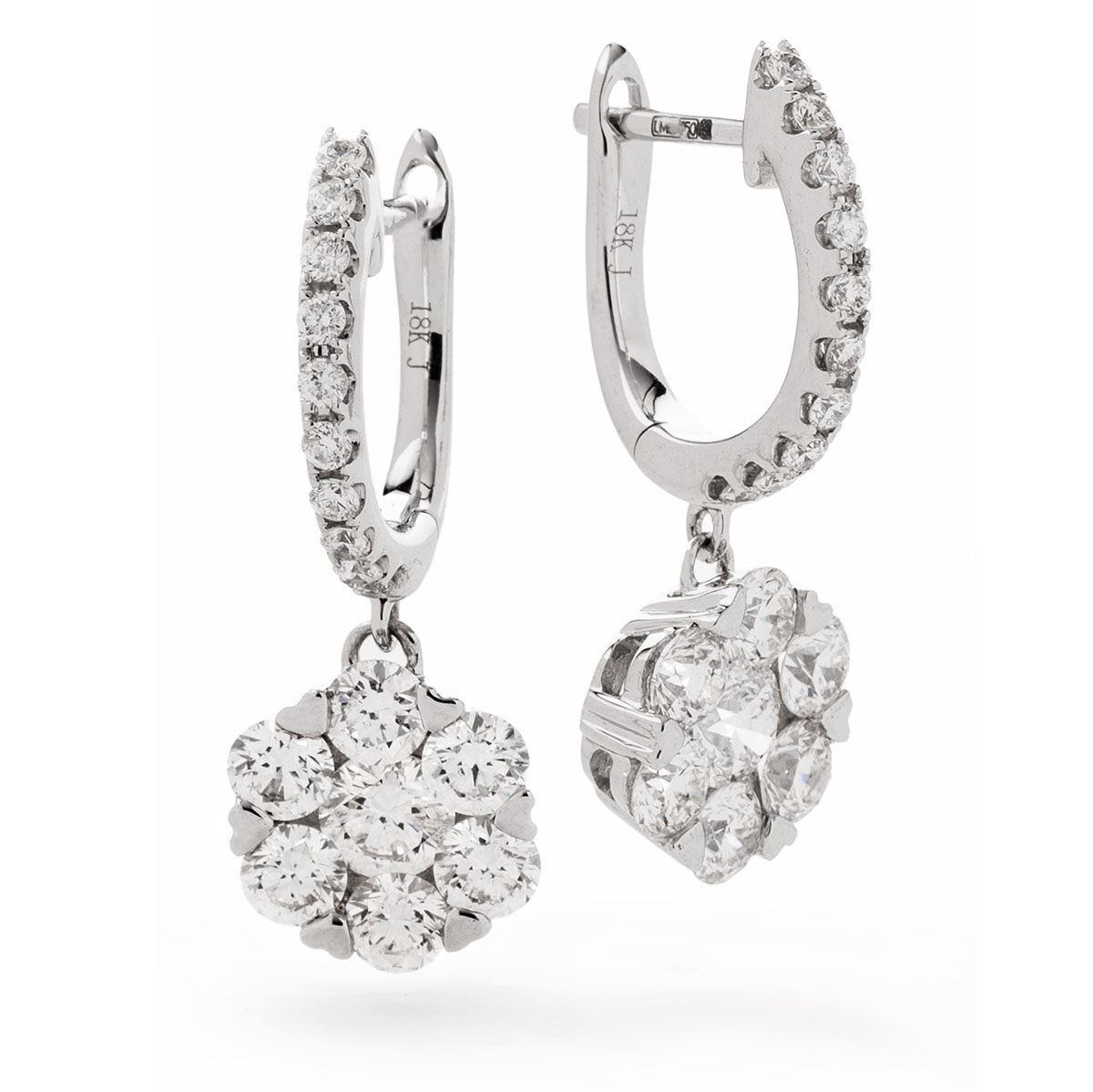  Pave Drop Hoops Diamond Earring