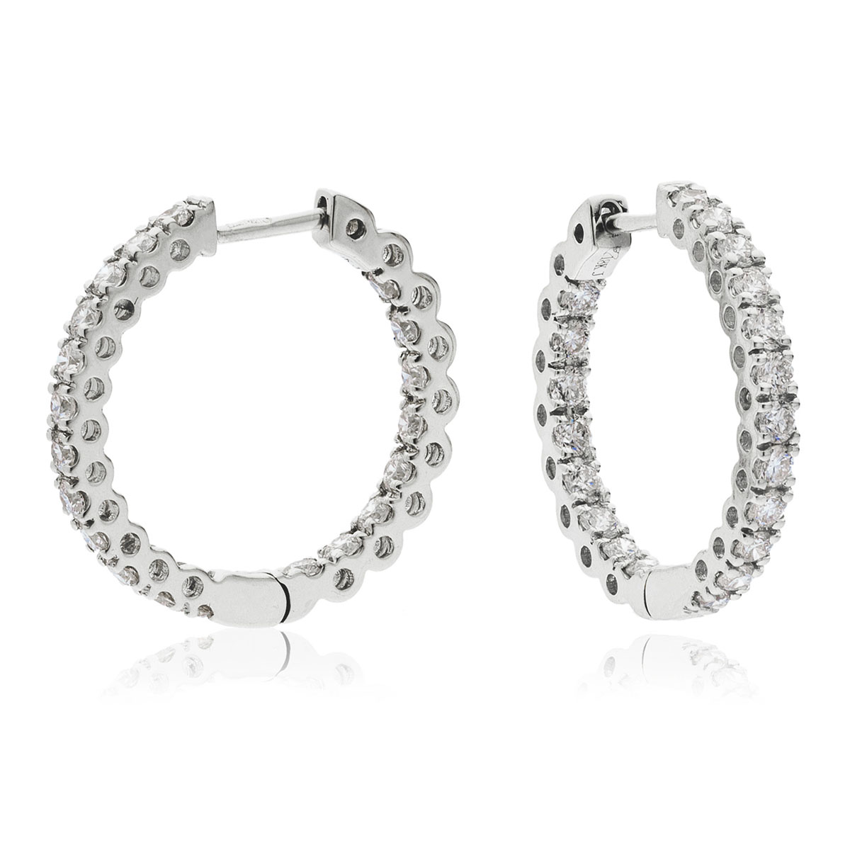 Round Shape Small Claw Set Hoops Diamond Earrings