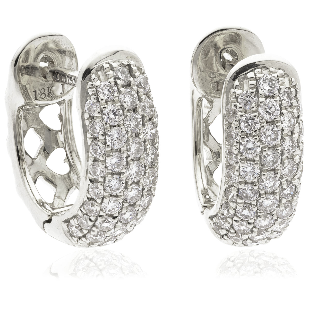 Small 5 Row Pave Diamond Hoops Earrings