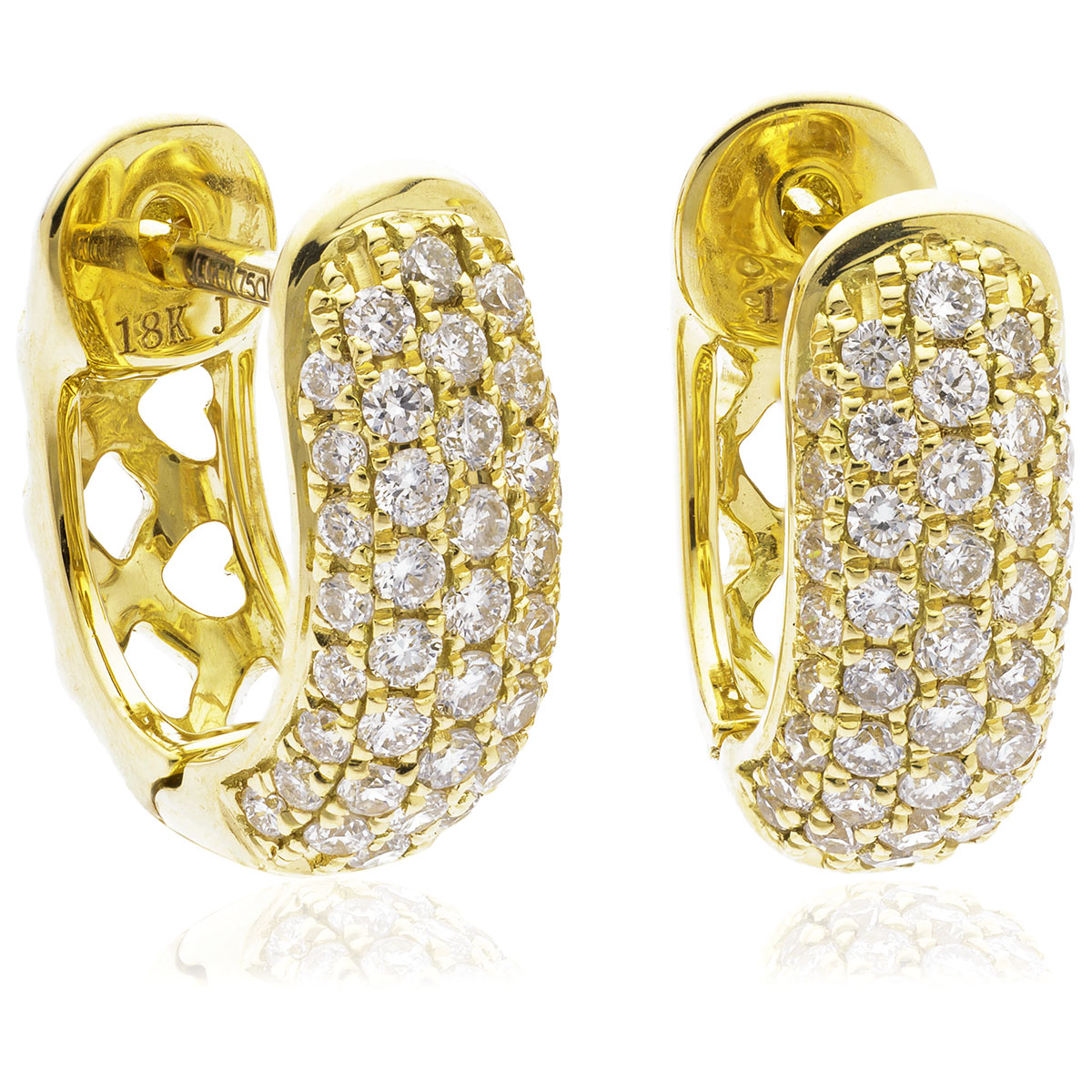 Small 5 Row Pave Diamond Hoops Earrings