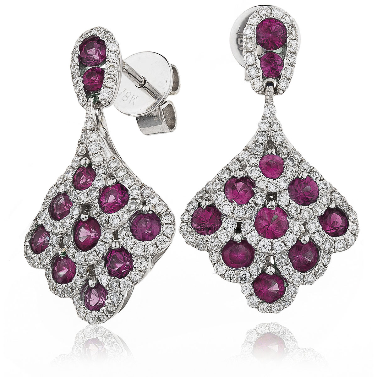 Peacock Drops Ruby Red Diamond Drop Earring