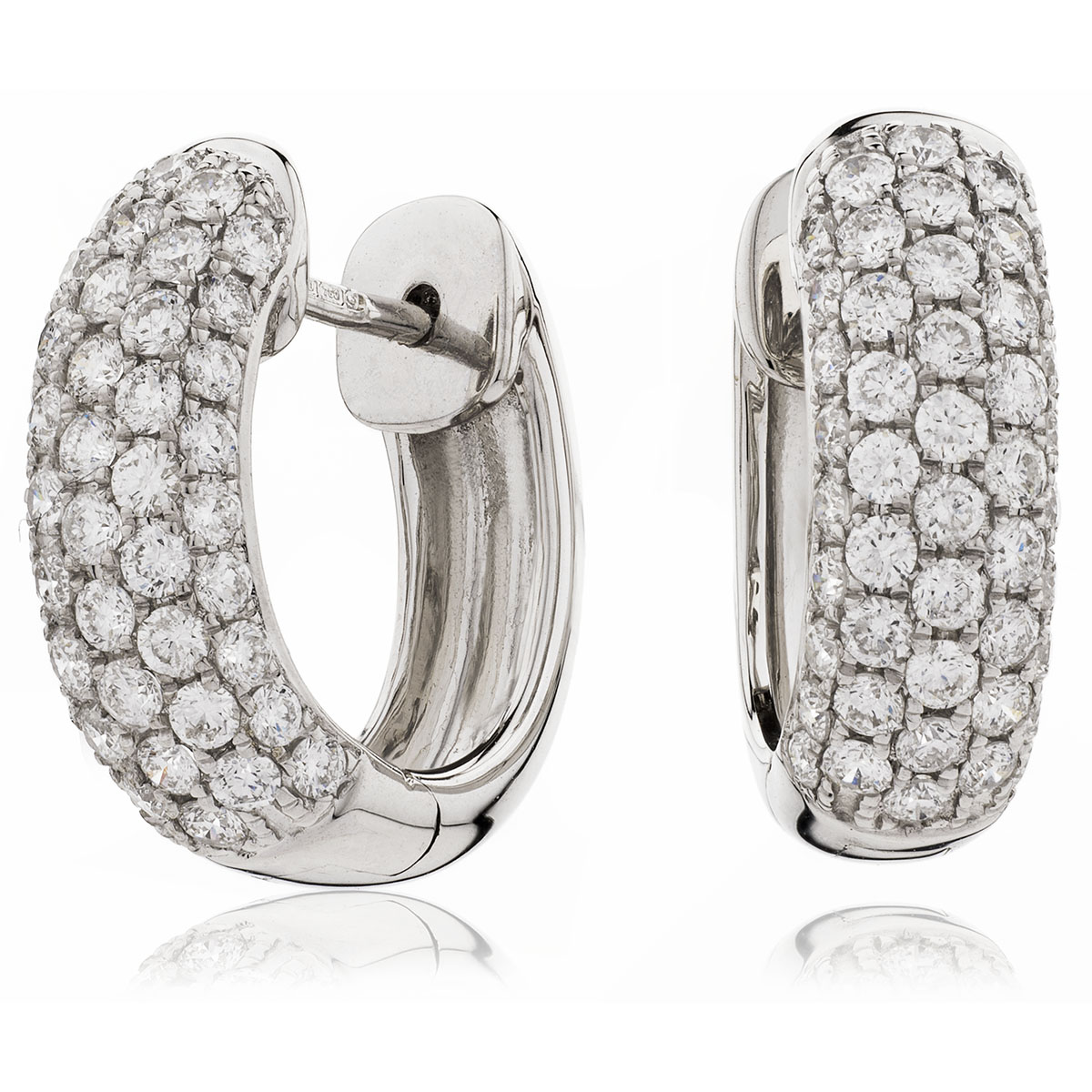 5 Row Pave Hoops Diamond Earrings