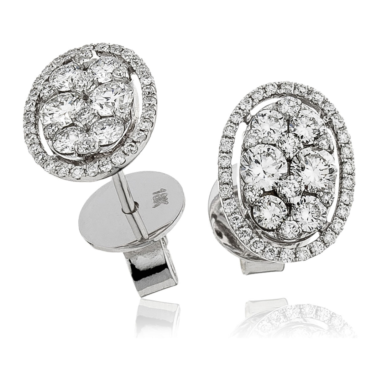 Open Halo Pave Diamond Earrings Studs