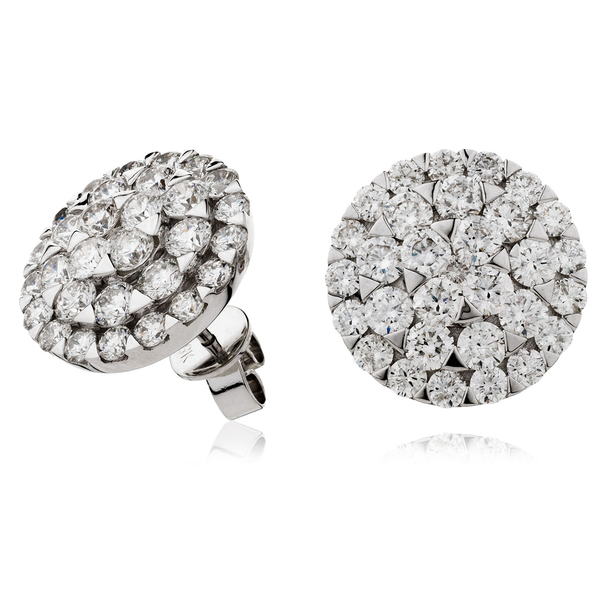 Round Large Pave Set Diamond Earring Studs