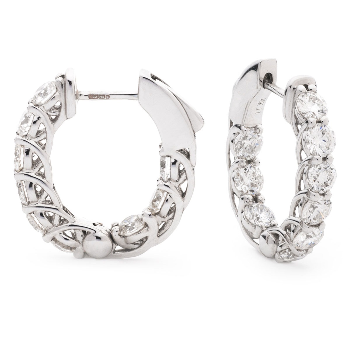 Round Claw Set Hoops Diamond Earrings