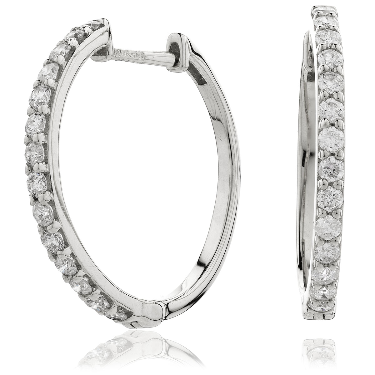 Round Micro Set Diamond Hoops Earrings