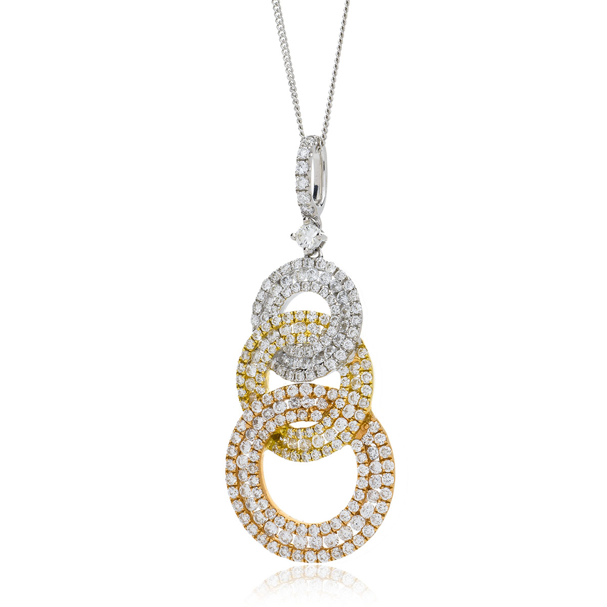 Triple Circle Drop Diamond Pendant