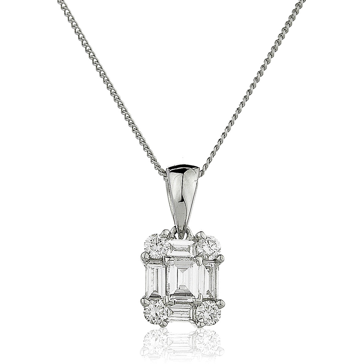 Round Baguette Cuts Diamond Pendant