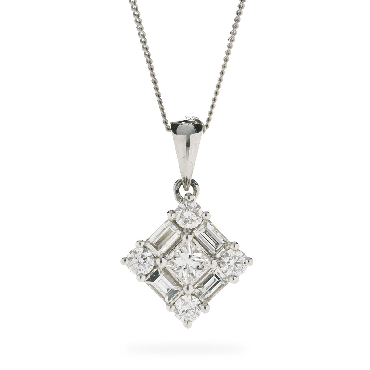 Princess Cut Round Baguette Cuts Diamond Pendant