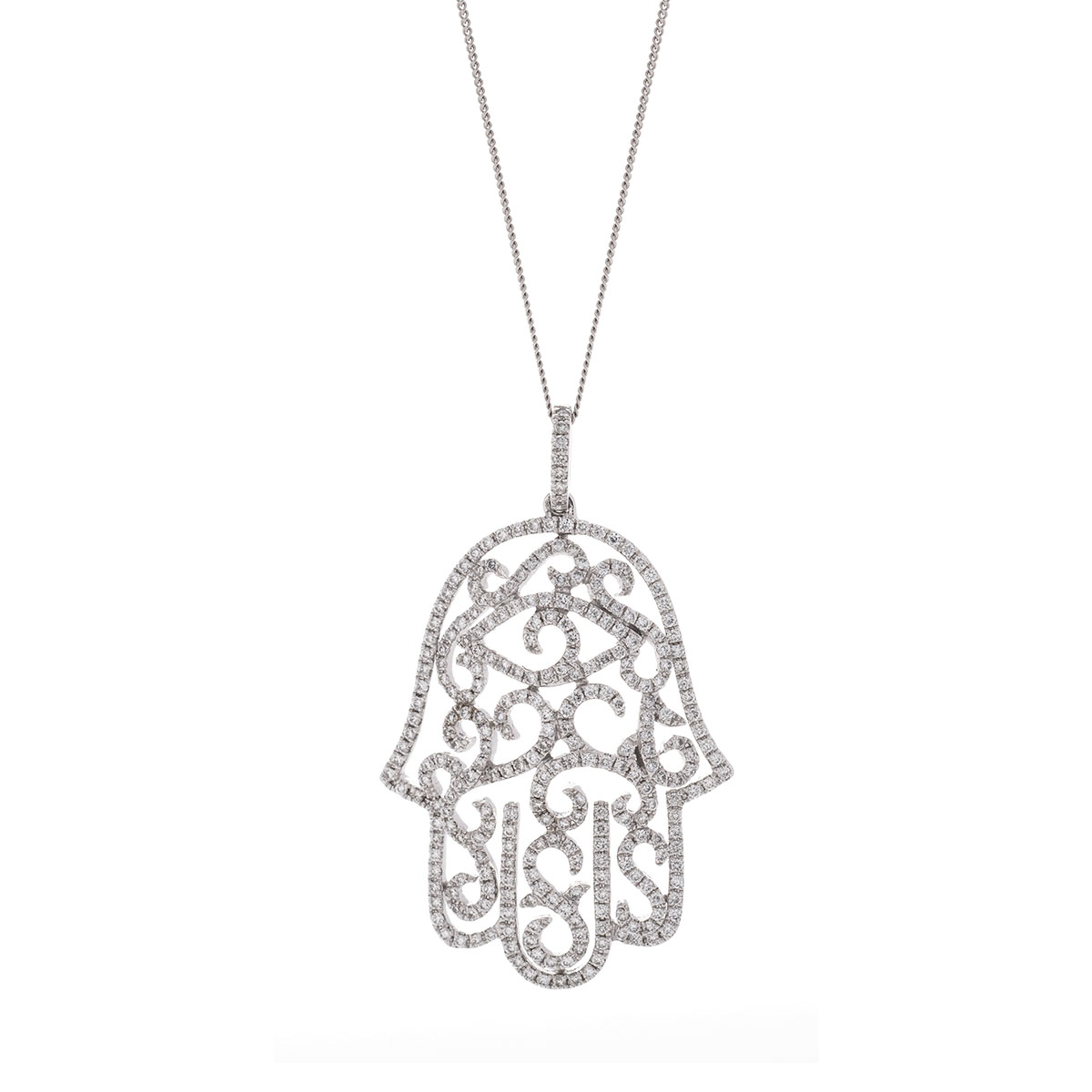 Open Hamsa Diamond Necklace