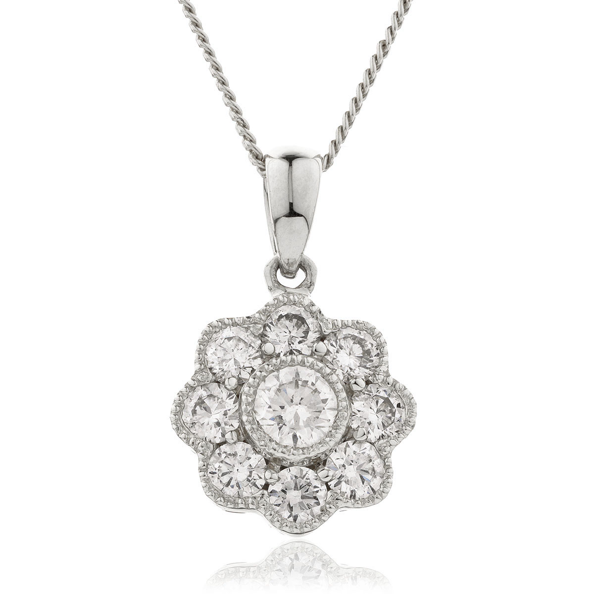 Rubover Grain Set Diamond Pendant