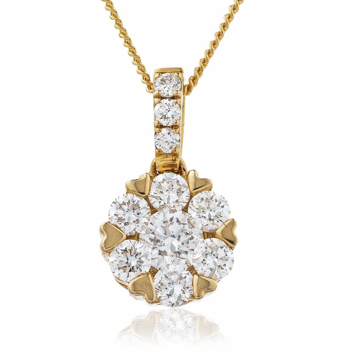 Round Diamond Heart Pave Halo Pendant