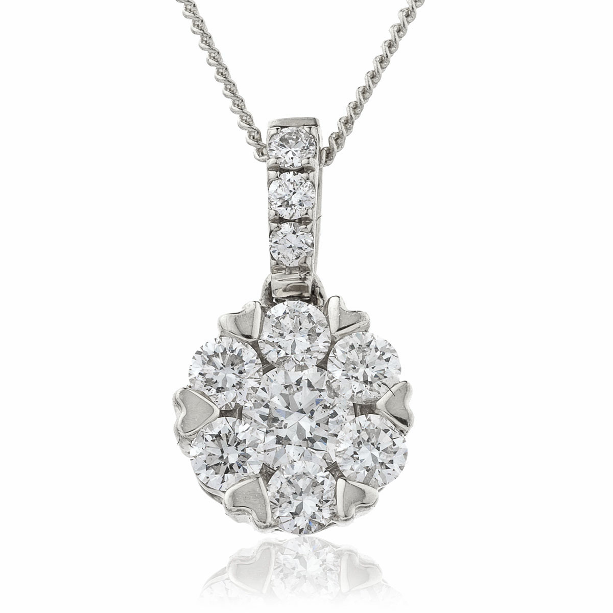 Round Diamond Heart Pave Halo Pendant