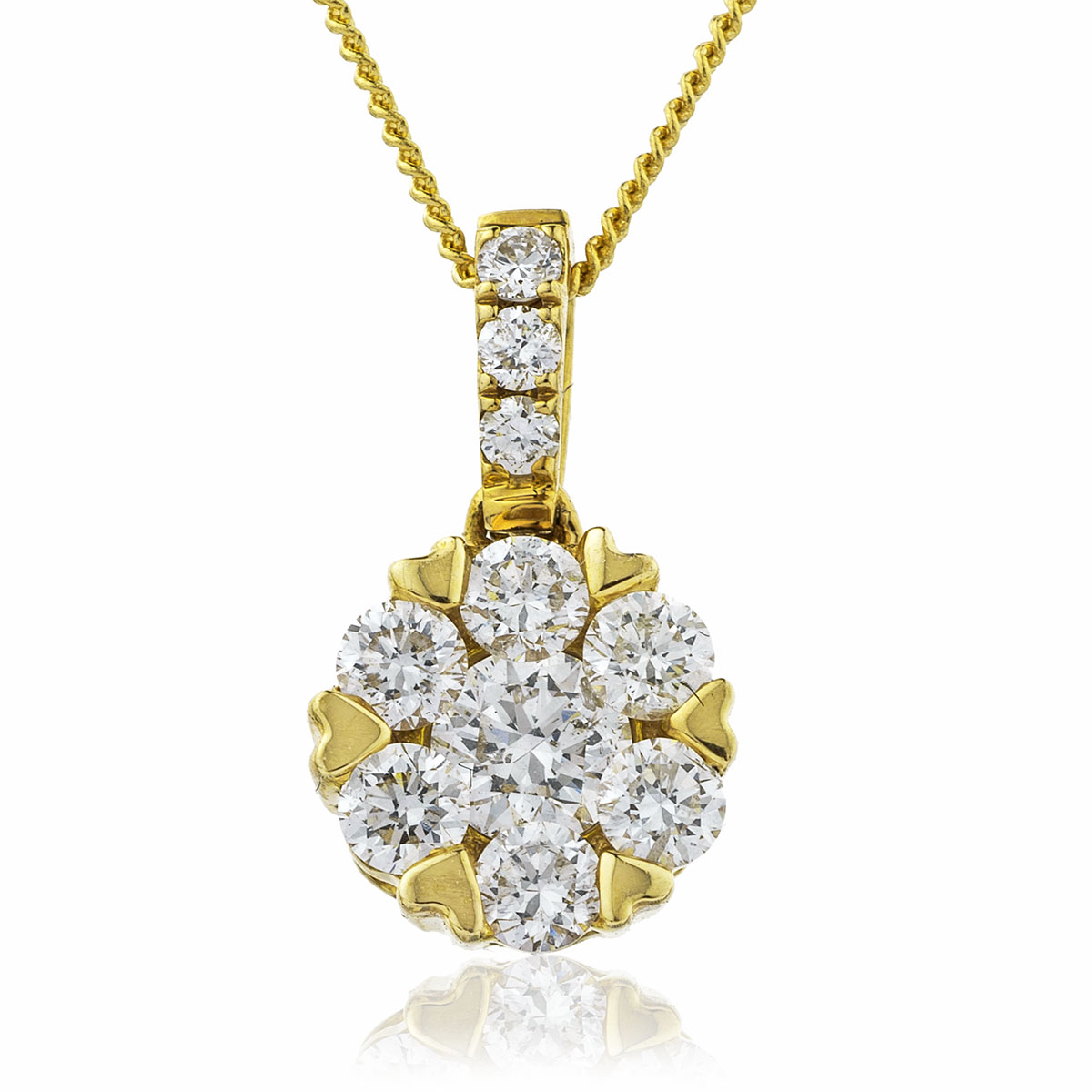 Round Diamond Heart Pave Halo Pendant