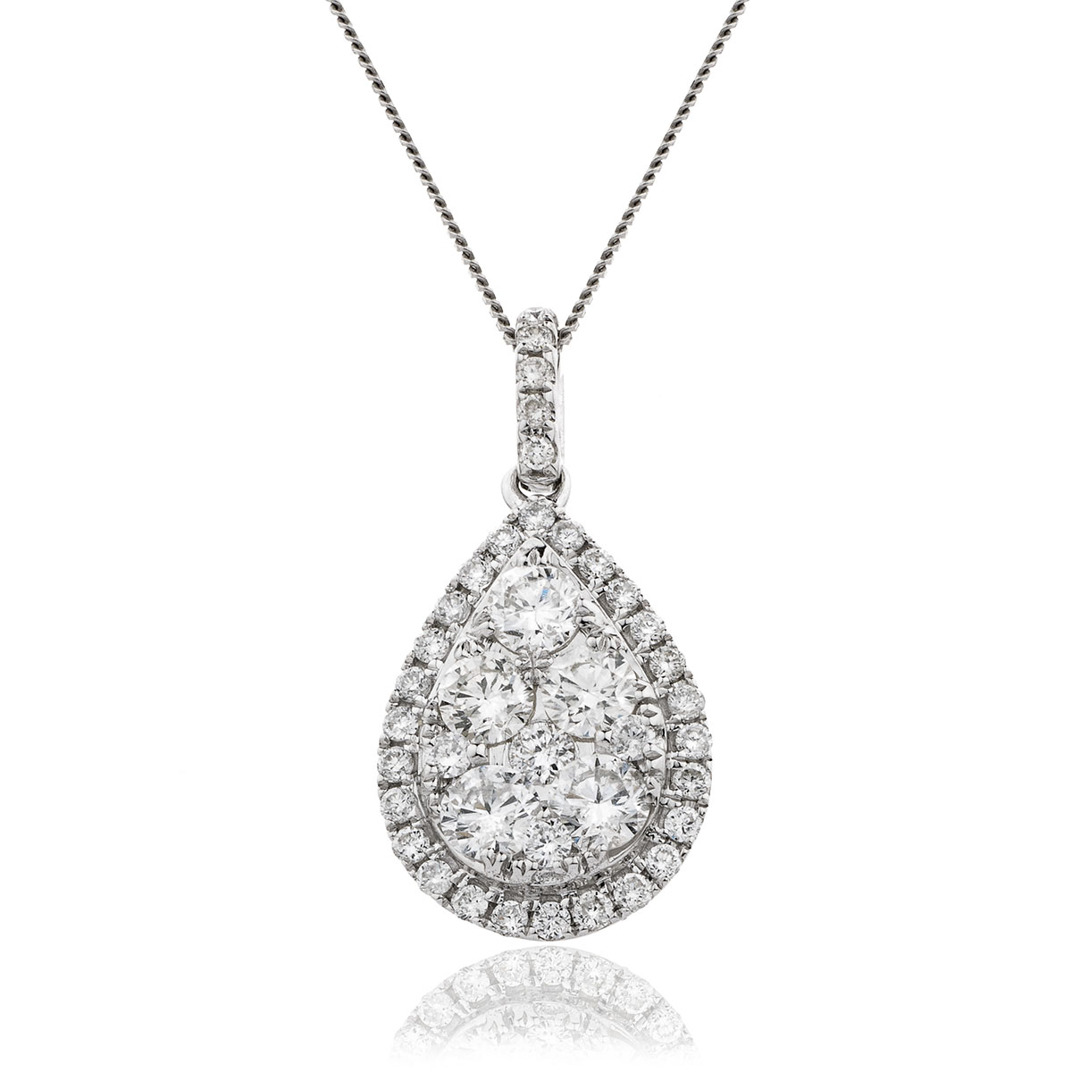 Pear Shaped Halo Pave Diamond Pendant