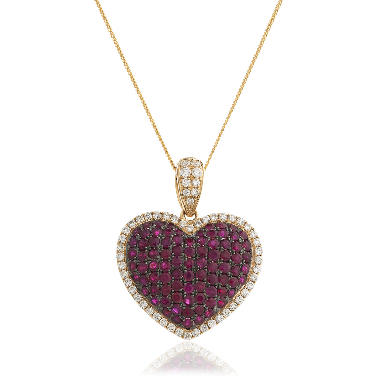 Heart Shaped Pave Ruby Diamond Pendant