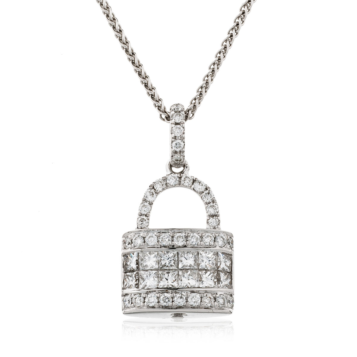 Round Princess Cut Lock Diamond Pendant