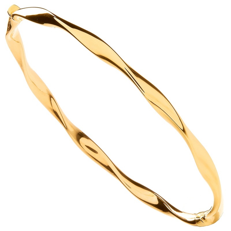 Yellow Gold Hollow Twist Ladies Bangle