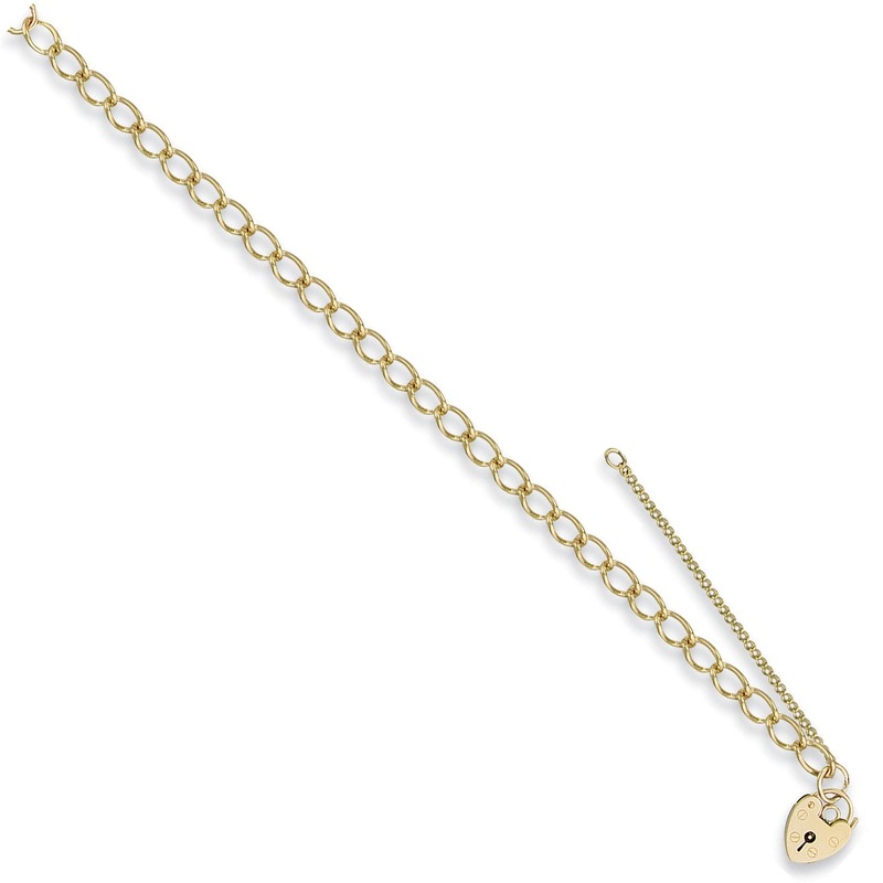 Yellow Gold Open Curb & Padlock Charm Bracelet