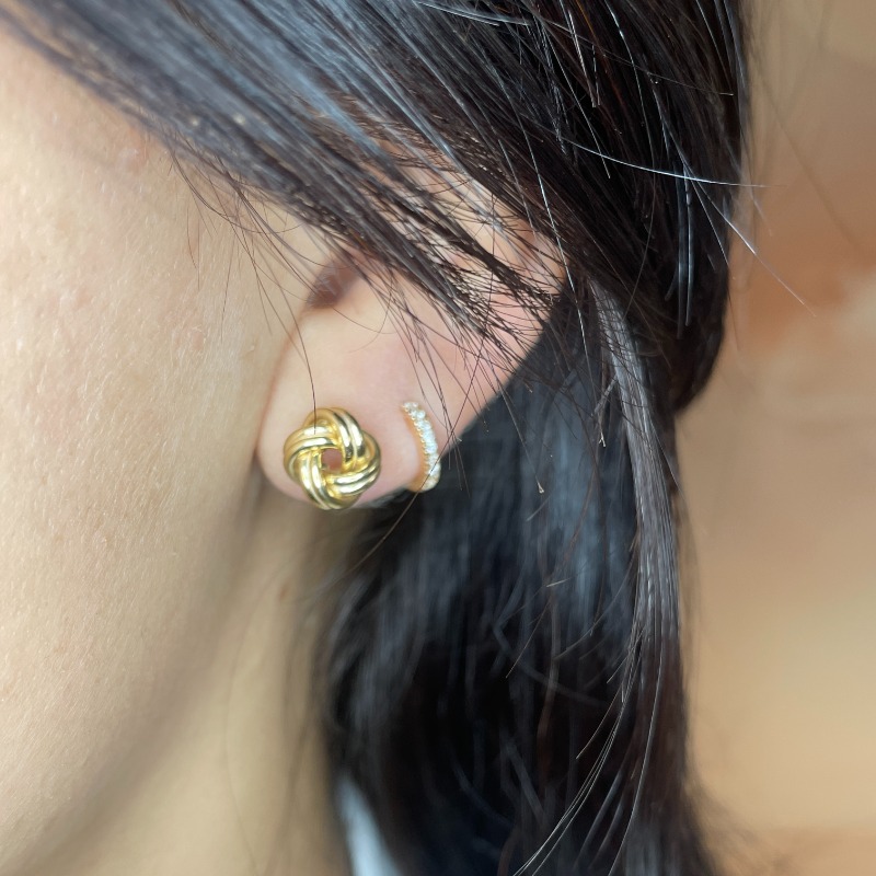 Yellow Gold 9mm Knot Stud Earrings