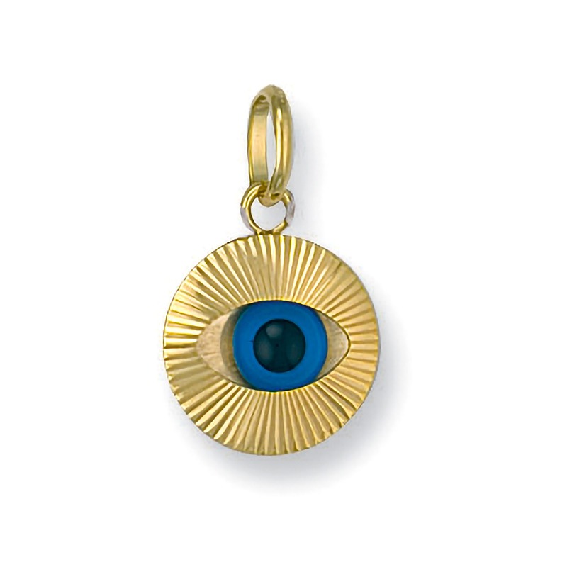 Yellow Gold Round Evil Eye Pendant