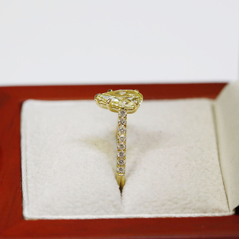 Pear Cut Yellow Diamond Engagement Ring