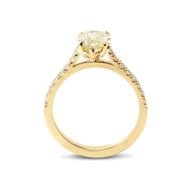 Pear Cut Lab-Grown Yellow Diamond Engagement Ring