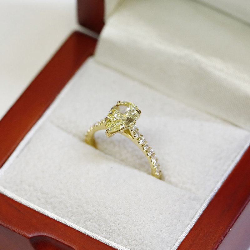 Pear Shape Yellow Diamond Engagement Ring