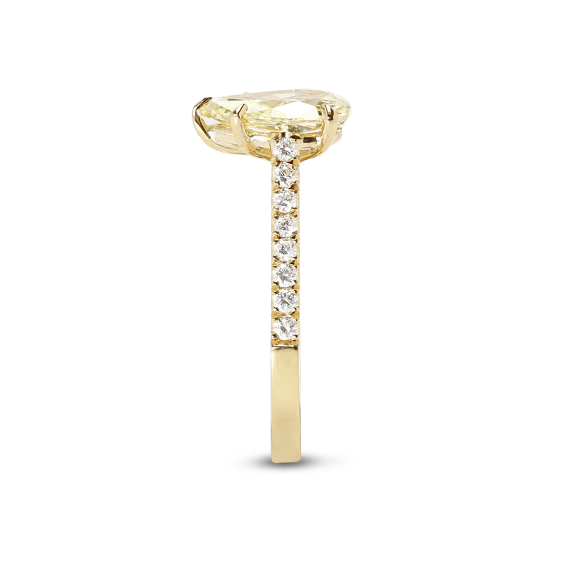 Pear Cut Lab-Grown Yellow Diamond Engagement Ring