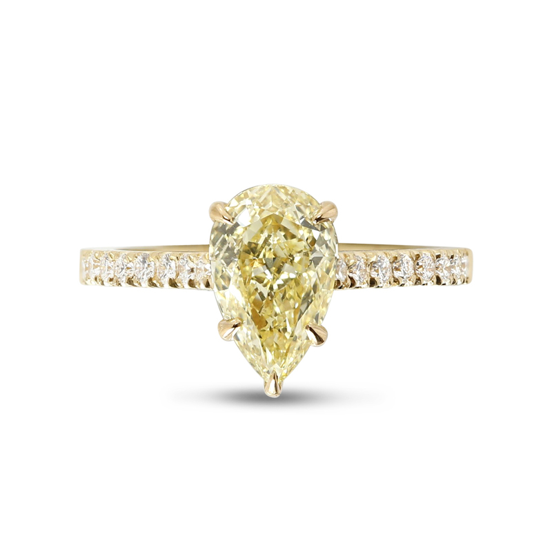Pear Cut Yellow Diamond Engagement Ring
