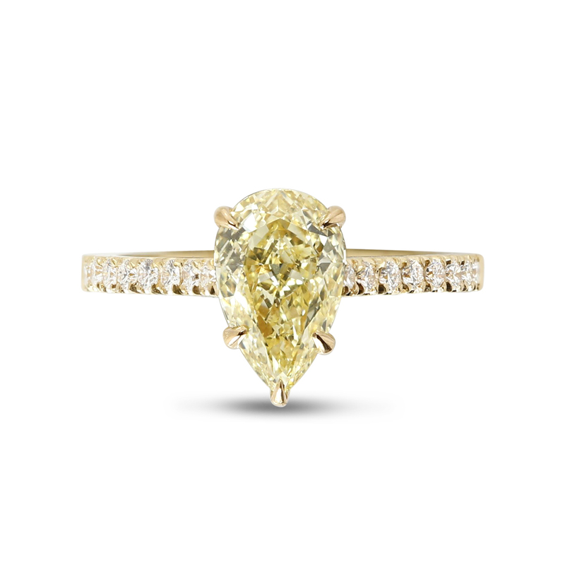 Pear Shape Yellow Diamond Engagement Ring