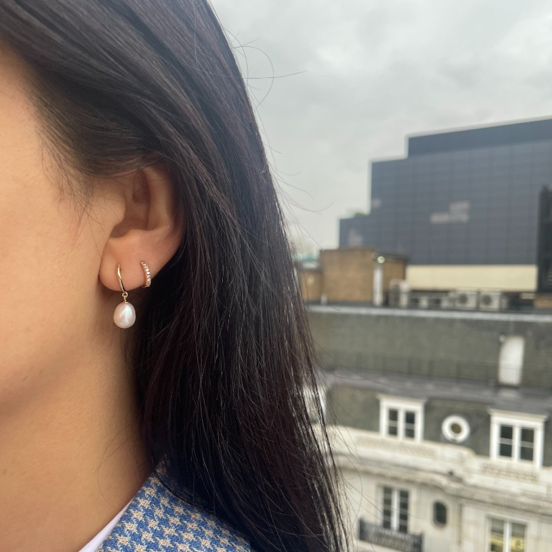 Yellow Gold Freshwater Pearl Drop Earrings