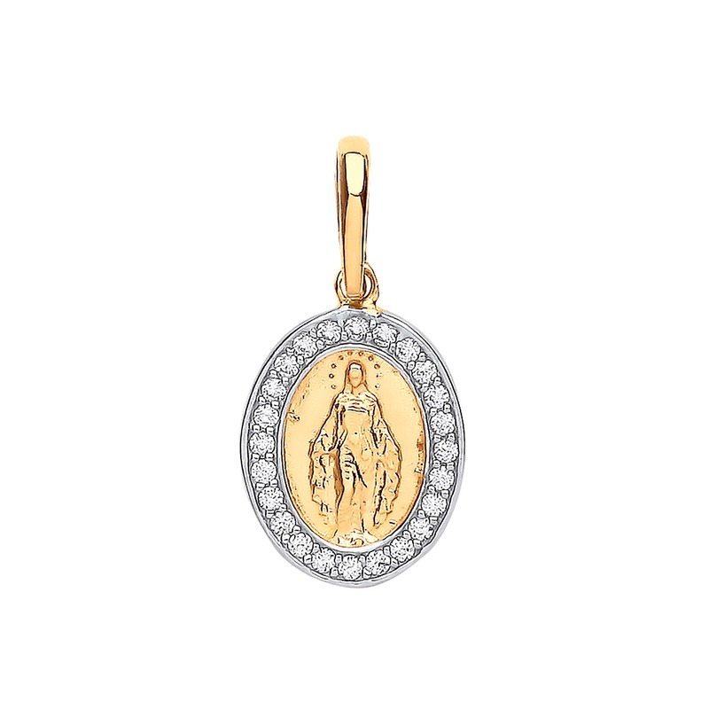 Yellow Gold Miraculous Medallion CZ Pendant