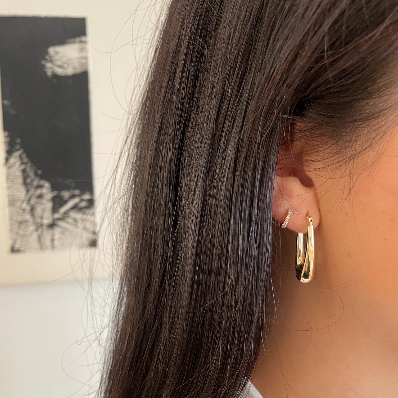 Elongated hoop shop earrings