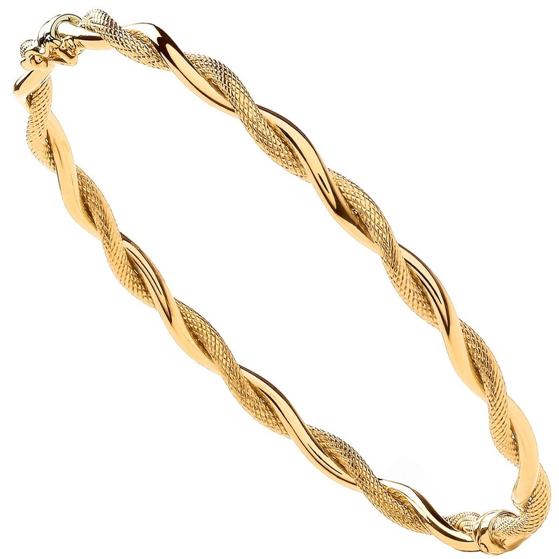 Yellow Gold Plain Twist Ladies Bangle
