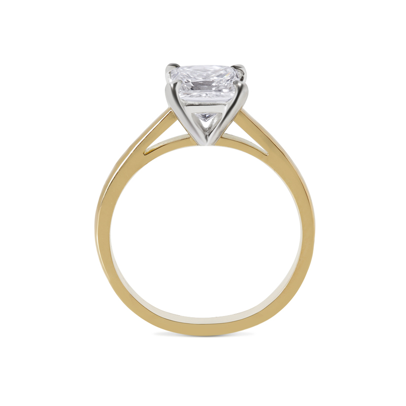 Yellow Gold Princess Cut Lab Grown Solitaire Engagement Ring