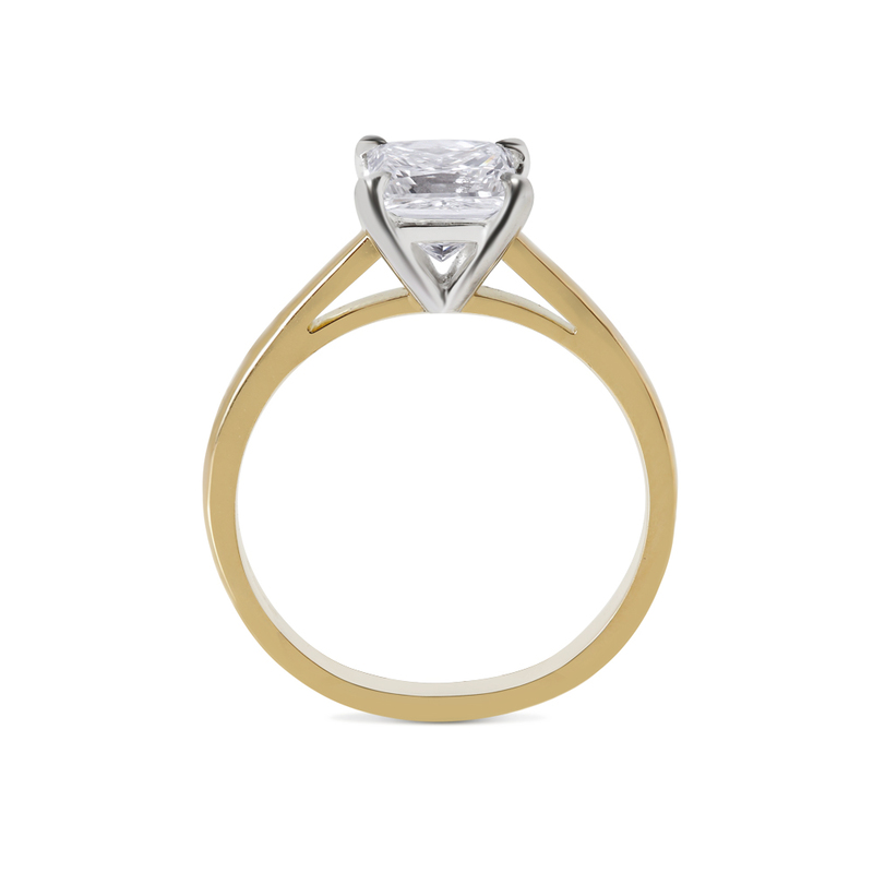 Yellow Gold Princess Shape Solitaire Engagement Ring